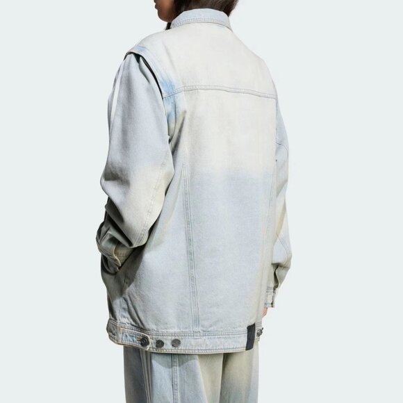 Adidas Women's Adilenium Season 3 Two-In-One Oversized Denim Shirt Jacket JX9209 - Picture 4 of 4